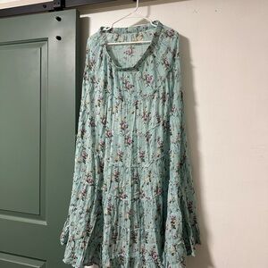 Ralph Lauren Mint Green Floral A-Line Skirt Womens
